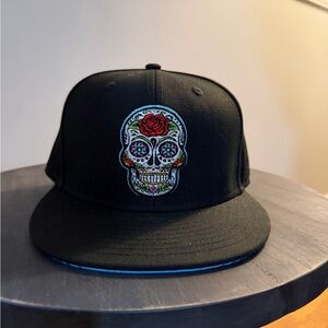 Black Cap with Colorful Skull Embroidery